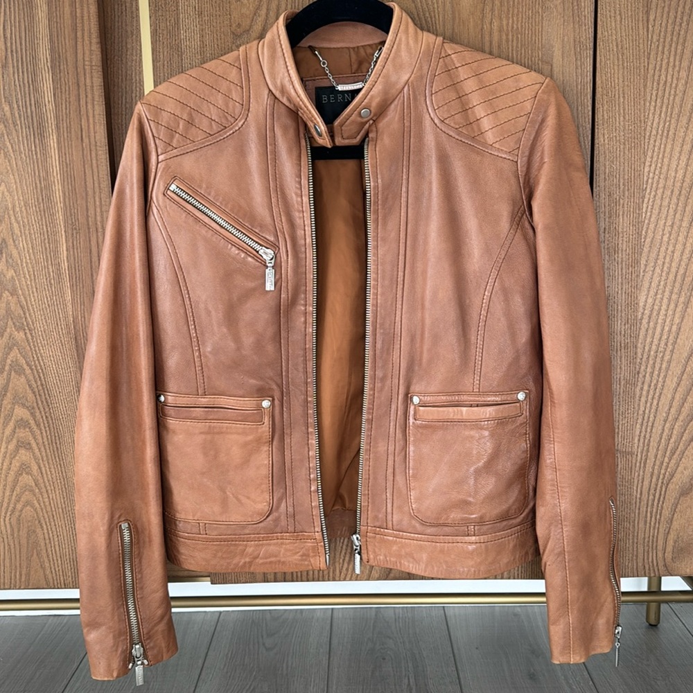 Brown leather jacket pls